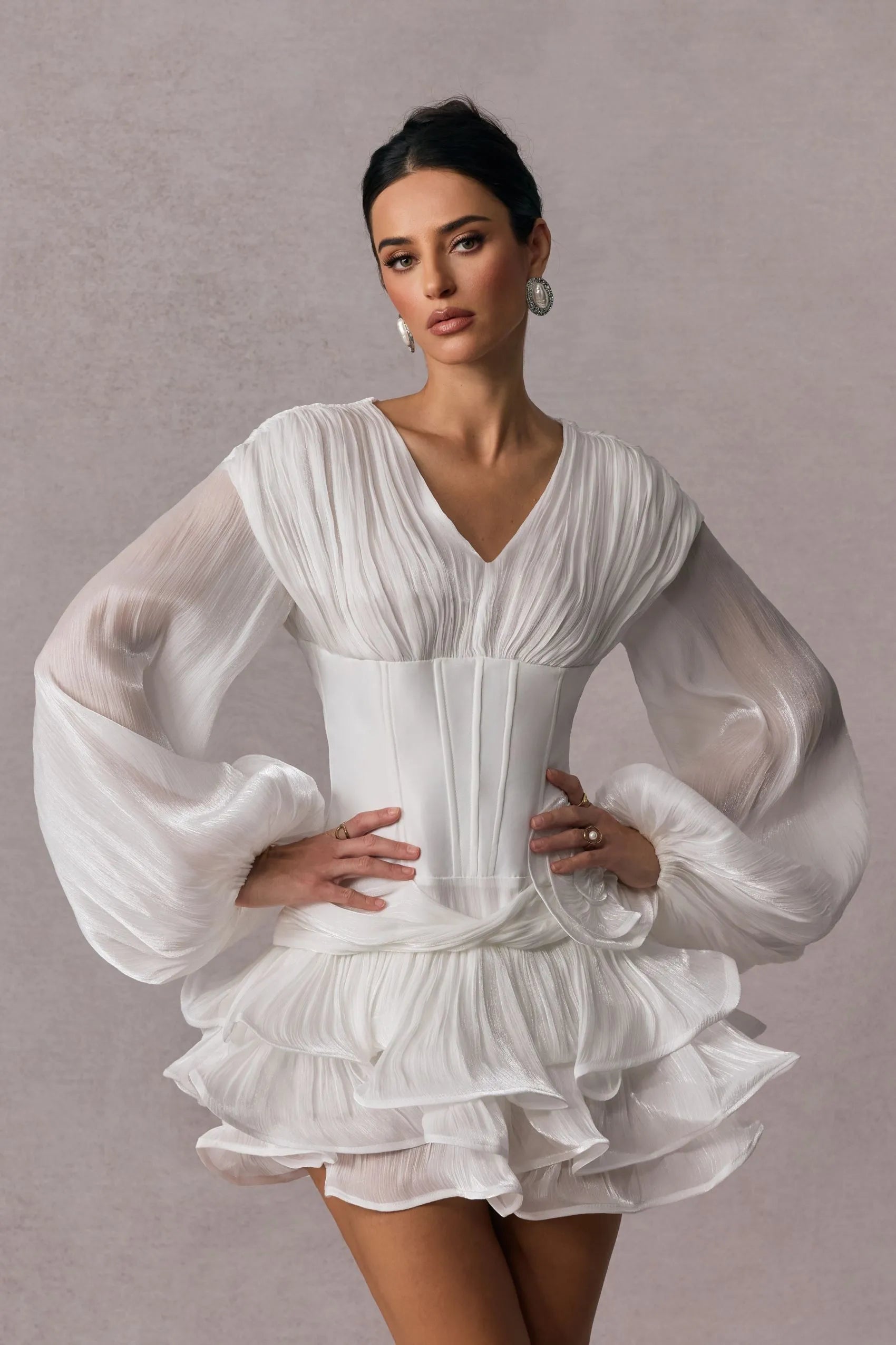 ÉLODIE Floral Appliqué Mini Dress