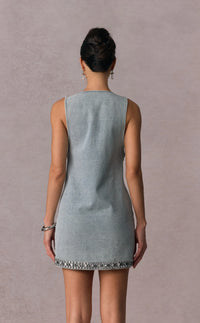 ELYSIA Crystal Embellished Denim Mini Dress