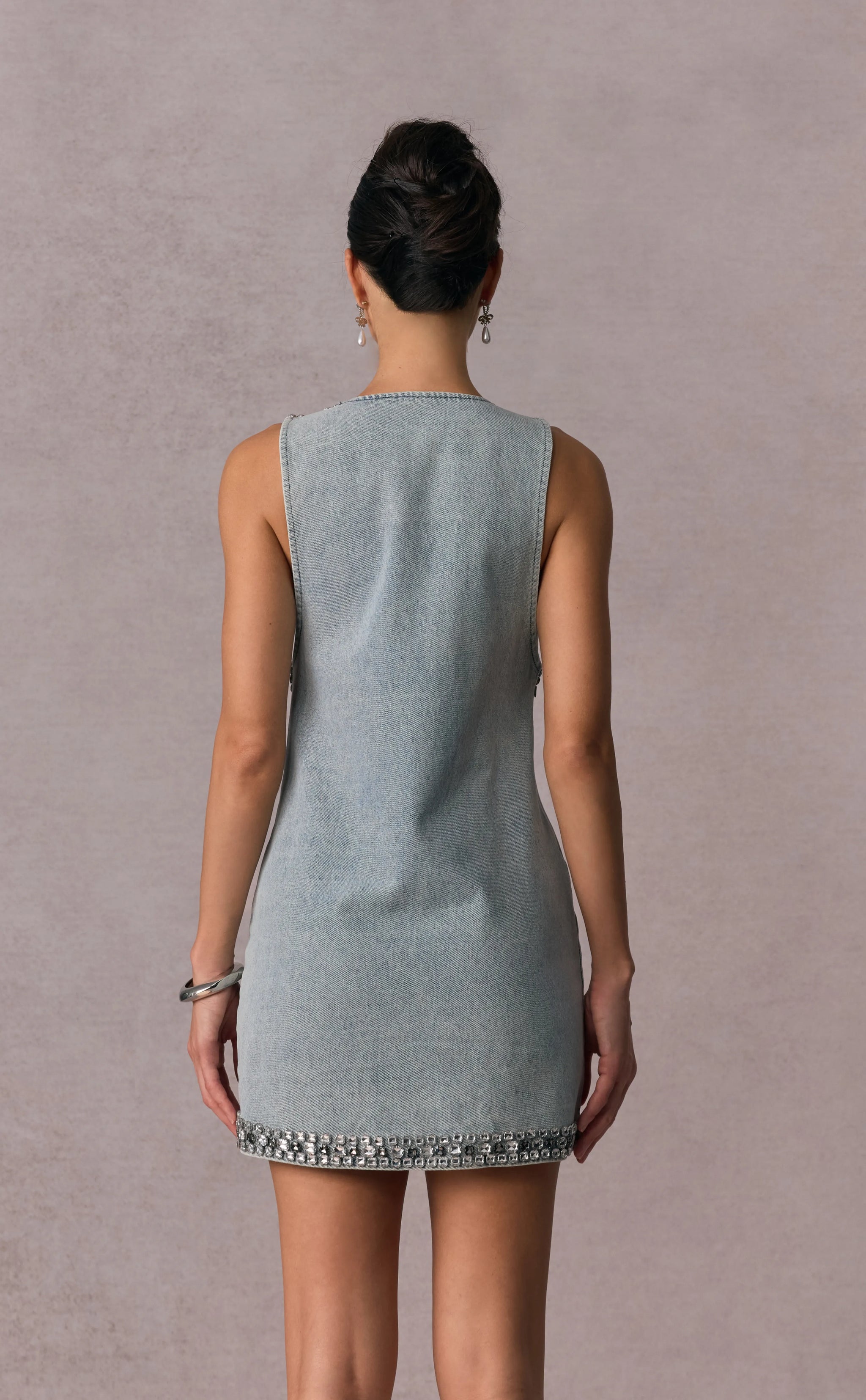 ELYSIA Crystal Embellished Denim Mini Dress