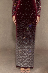 NOCTELLA Crystal Gradient Long Sleeve Maxi Dress