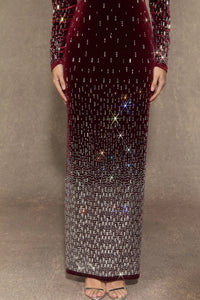 NOCTELLA Crystal Gradient Long Sleeve Maxi Dress