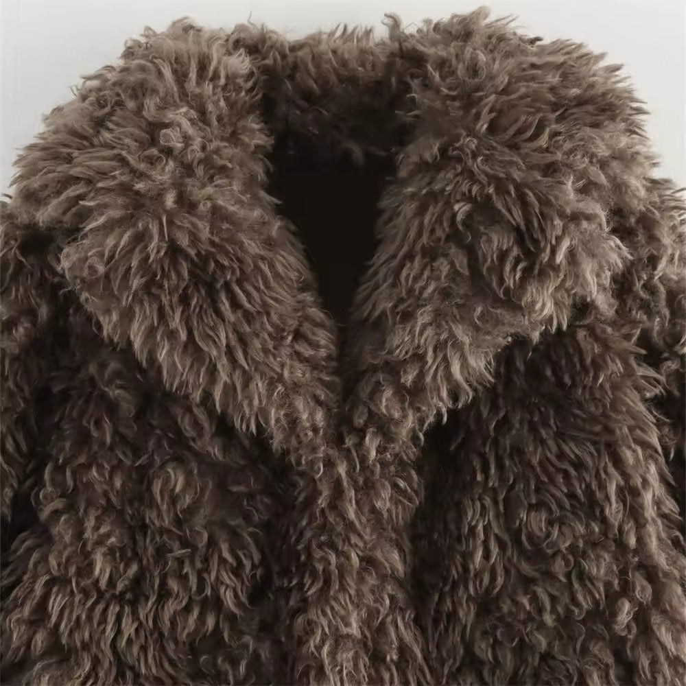 ELVORU Fur Effect Puffer Coat