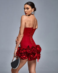 NISARA Corset Ruffle Mini Dress