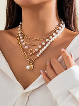 NECKLACE Pearl Decor Chain Layered Necklace