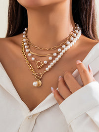 NECKLACE Pearl Decor Chain Layered Necklace