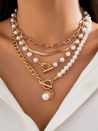 NECKLACE Pearl Decor Chain Layered Necklace