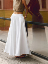 MARISTE Linen Pleated Maxi Skirt