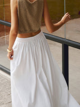 MARISTE Linen Pleated Maxi Skirt