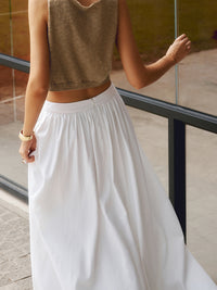 MARISTE Linen Pleated Maxi Skirt