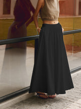 MARISTE Linen Pleated Maxi Skirt