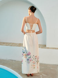 LIVIA Floral Lace Up Back Sleeveless Maxi Dress
