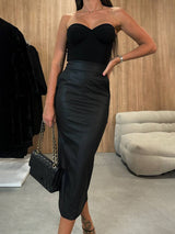 Elegant Faux Leather Maxi Skirt