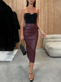 Elegant Faux Leather Maxi Skirt