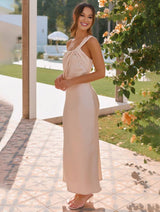 ELEVA Satin Maxi Dress