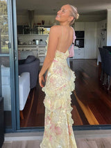 FIORELLA Floral Ruffle Maxi Dress