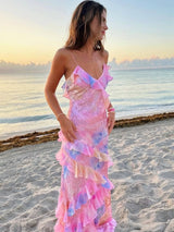 FIORELLA Floral Ruffle Maxi Dress