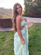 MIREYA Floral Chiffon Bustier Maxi Dress