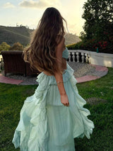 MIREYA Floral Chiffon Bustier Maxi Dress