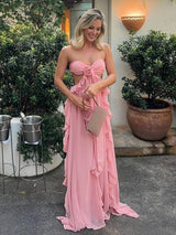 MIREYA Floral Chiffon Bustier Maxi Dress