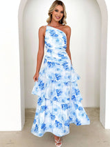 LORINDA Floral Ruffle Maxi Dress