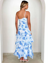 LORINDA Floral Ruffle Maxi Dress