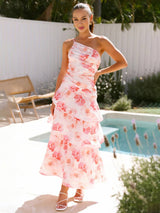 LORINDA Floral Ruffle Maxi Dress