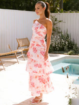 LORINDA Floral Ruffle Maxi Dress