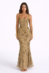 VALERIA Embellished Corset Maxi Dress