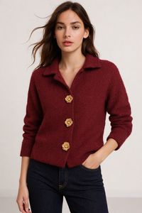CELINA Button Collar Sweater