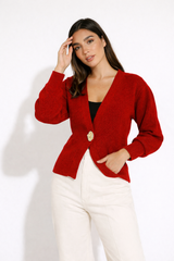 LUNERA V-Neck Knit Cardigan