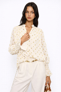 NEVINA Polka Dot Chiffon Top