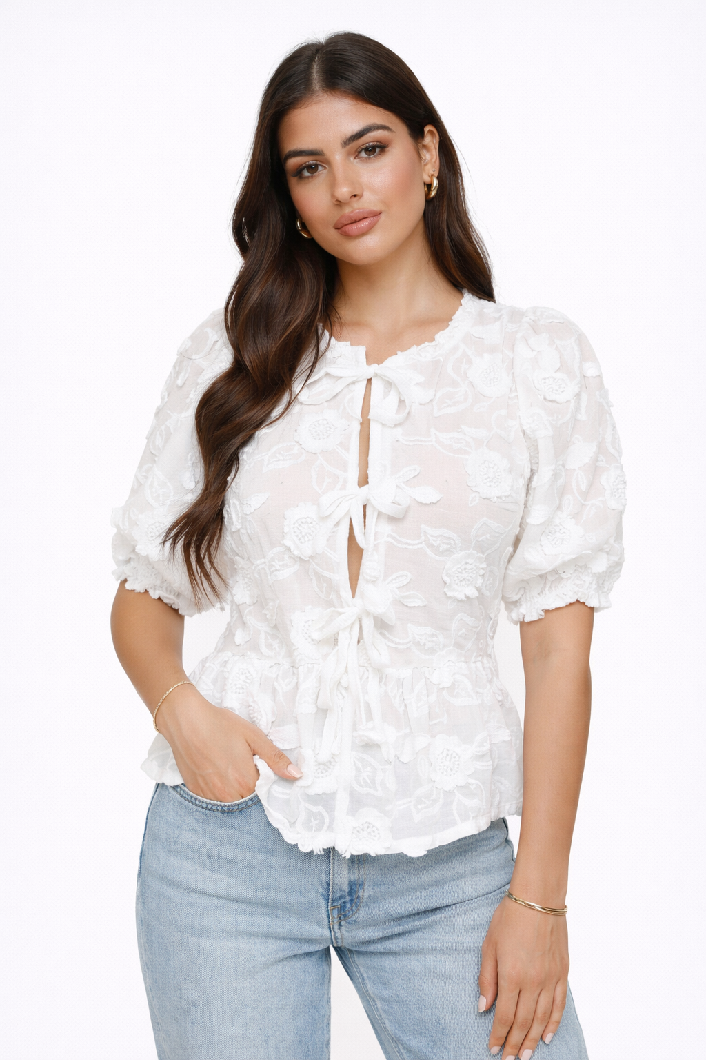 LUNA White Flower Top