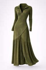 ARISSA Half-Zip Midi Dress