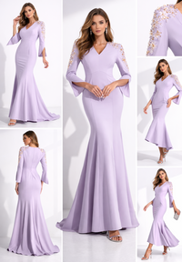 SERAPHINE Embellished V-Neck Long Sleeve Maxi Dress
