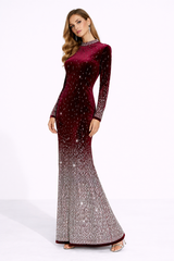 NOCTELLA Crystal Gradient Long Sleeve Maxi Dress