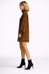 ZARETHA Fringe Suede Dress