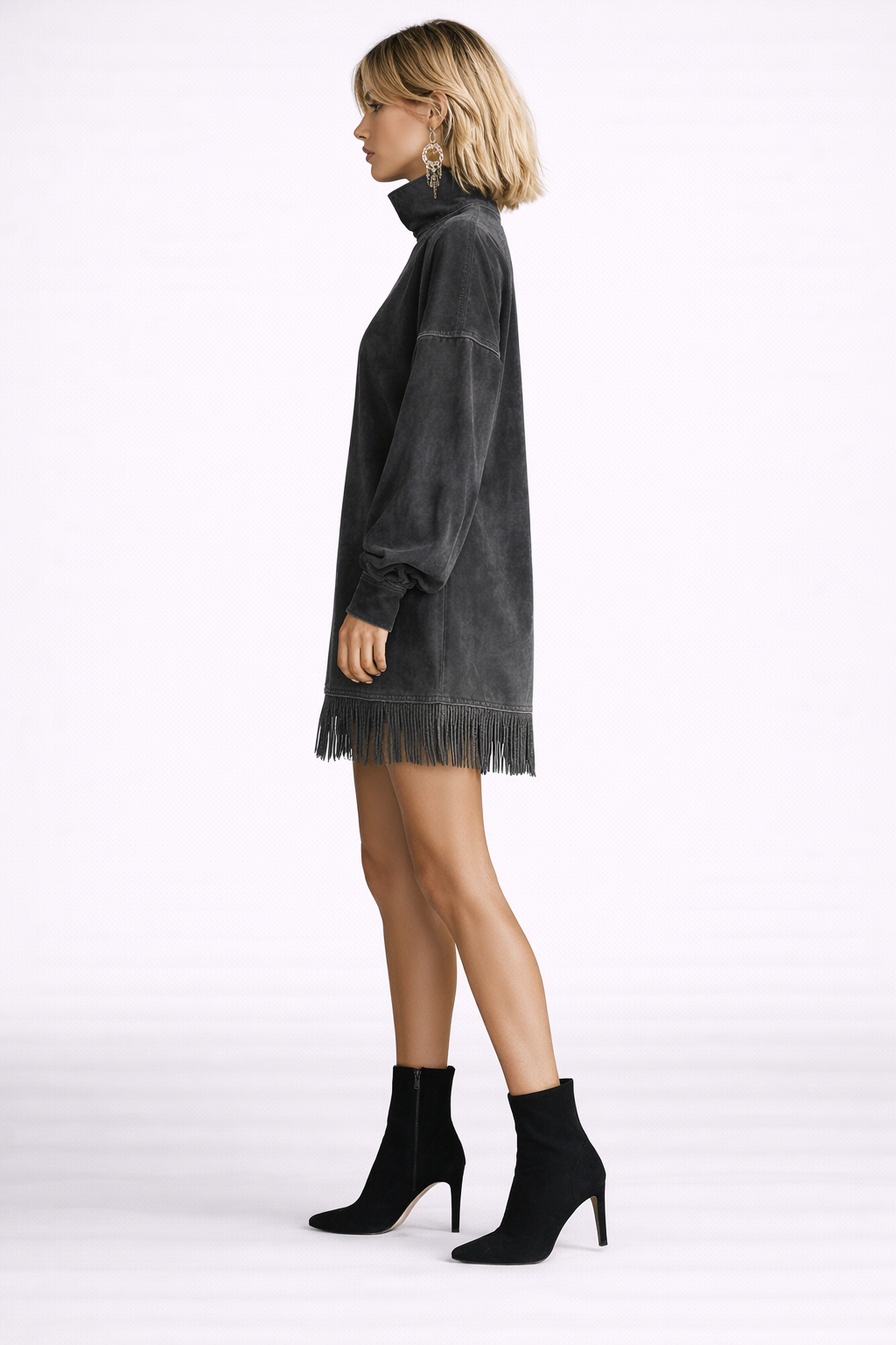 ZARETHA Fringe Suede Dress
