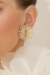 Sunburst Keyhole Crystal Statement Earrings