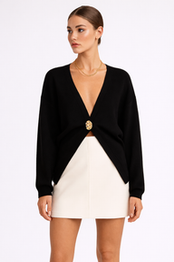 LUNERA V-Neck Knit Cardigan