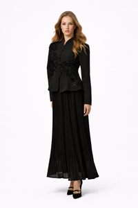 GRACEFUL ARRIVAL Lace Jacket & Pleated Skirt Set