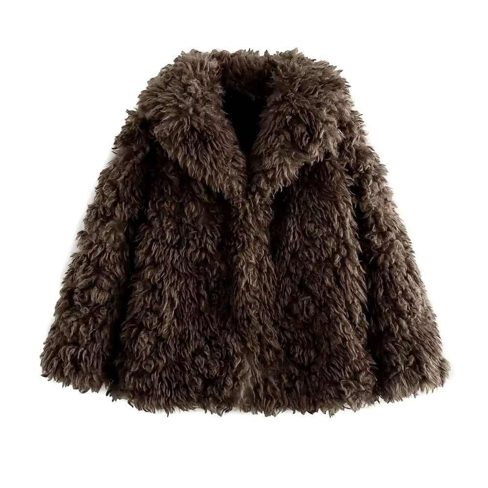ELVORU Fur Effect Puffer Coat