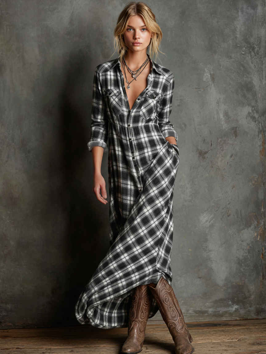 PLAIRA Shirt Maxi Dress