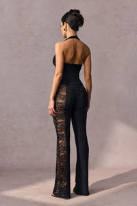VITTORIA Halter Neck Sheer Lace Jumpsuit
