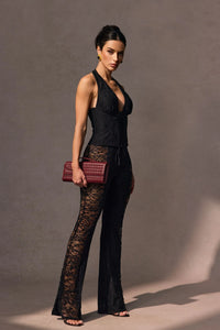 VITTORIA Halter Neck Sheer Lace Jumpsuit