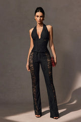 VITTORIA Halter Neck Sheer Lace Jumpsuit