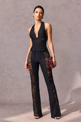VITTORIA Halter Neck Sheer Lace Jumpsuit