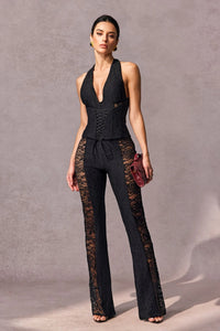 VITTORIA Halter Neck Sheer Lace Jumpsuit