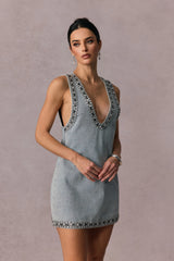 ELYSIA Crystal Embellished Denim Mini Dress