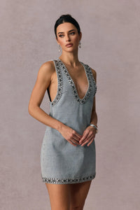 ELYSIA Crystal Embellished Denim Mini Dress
