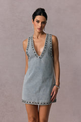 ELYSIA Crystal Embellished Denim Mini Dress